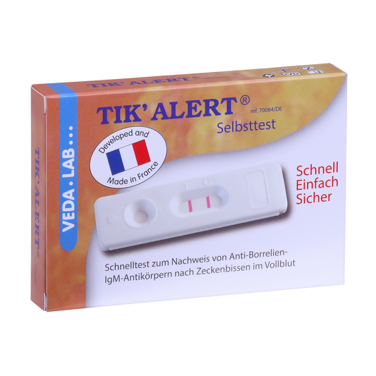 TIK'Alert Selbsttest für zuhause. Nach Zeckenbiss.